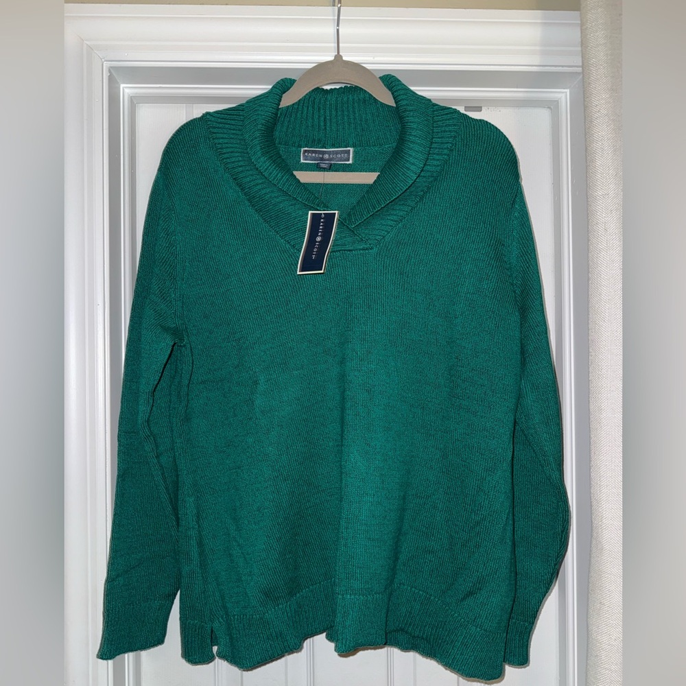 Karen Scott Green V-Neck Sweater